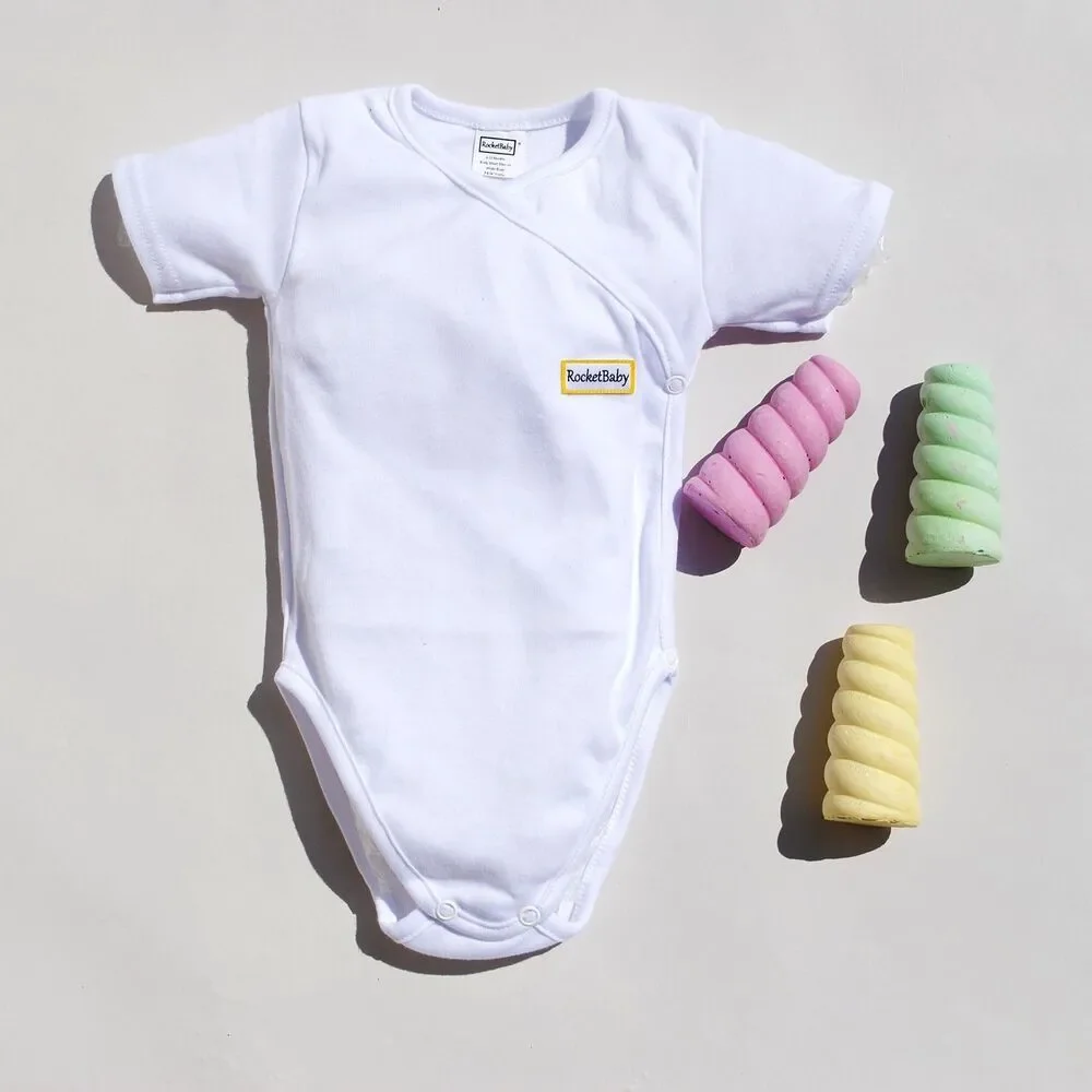 ROCKETBABY Bodysuit Kimono Short Sleeve White